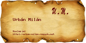 Urbán Milán névjegykártya